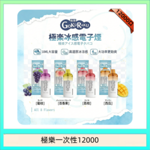 【8種口味】極楽 12000口一次性電子煙|超大容量 |口感絲滑|新品